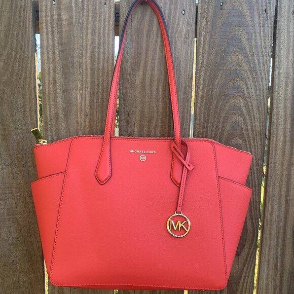 EUC Michael Kors Marilyn Medium Spiced Coral Saffiano Leather Tote Bag - Picture 2 of 14